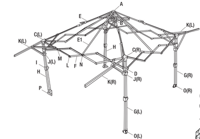 Piezas de repuesto 10x10 para toldo comercial modelo G180 IM