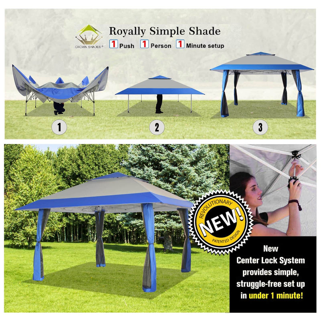 13x13 Pop Up Gazebo Canopy Tent - Outdoor Patio & Backyard Shelter