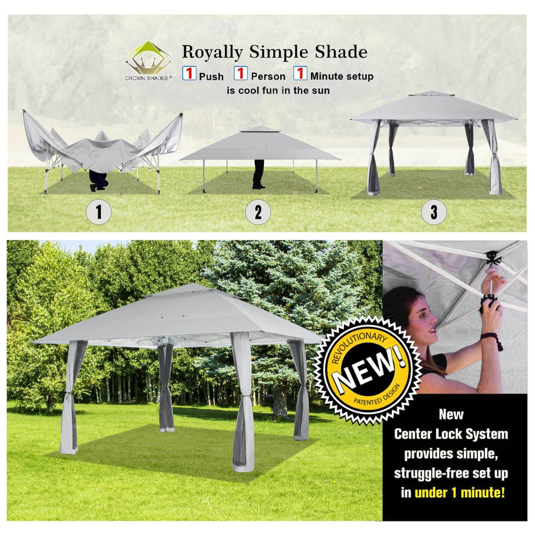 13x13 Pop Up Gazebo Canopy Tent - Outdoor Patio & Backyard Shelter