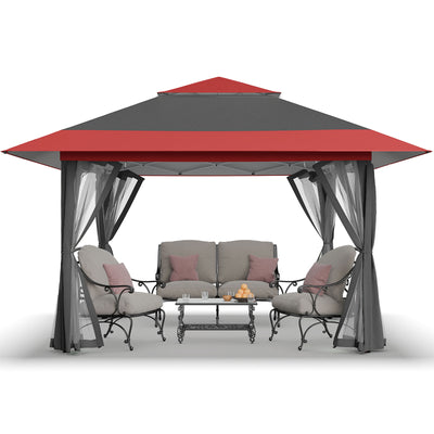 outdoor tent for patio CROWN SHADES 13'x13' Gazebo Canopy, Beige&Coffee (Used)