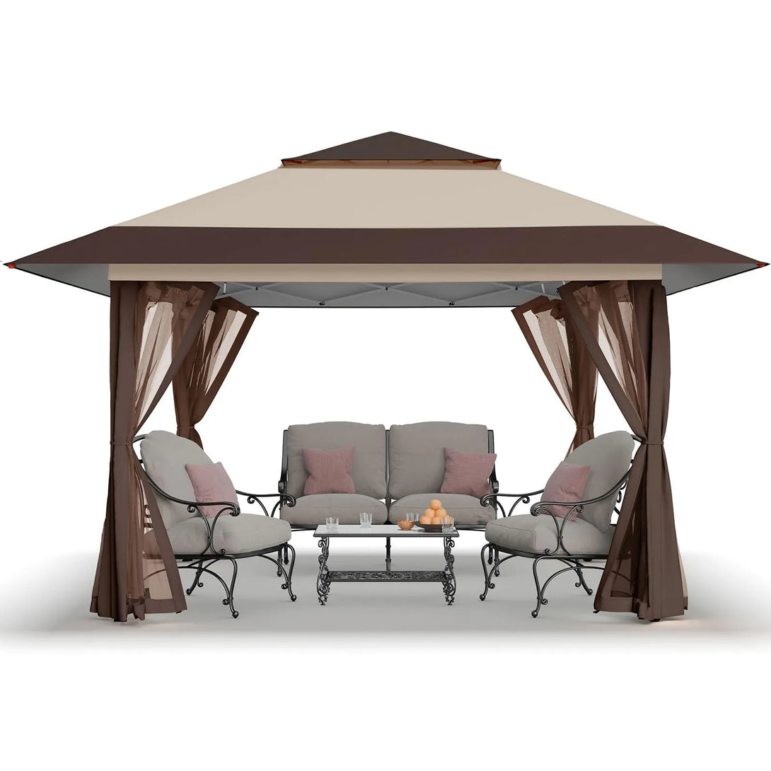 13x13 Pop Up Gazebo Canopy Tent - Outdoor Patio & Backyard Shelter