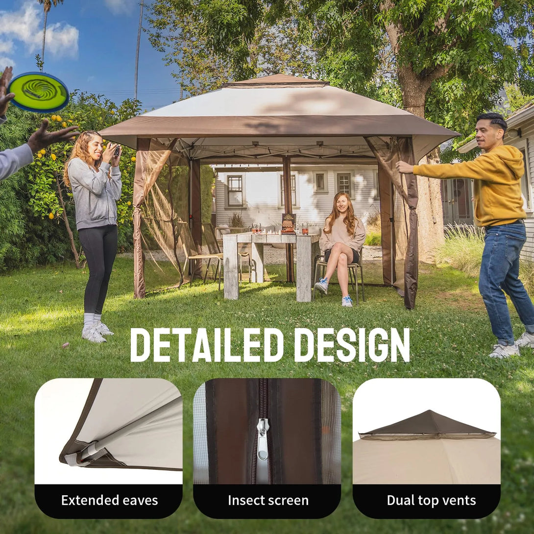 13x13 Pop Up Gazebo Canopy Tent - Outdoor Patio & Backyard Shelter