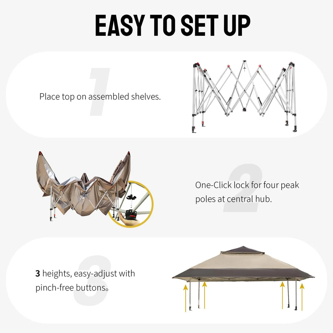 13x13 Pop Up Gazebo Canopy Tent - Outdoor Patio & Backyard Shelter