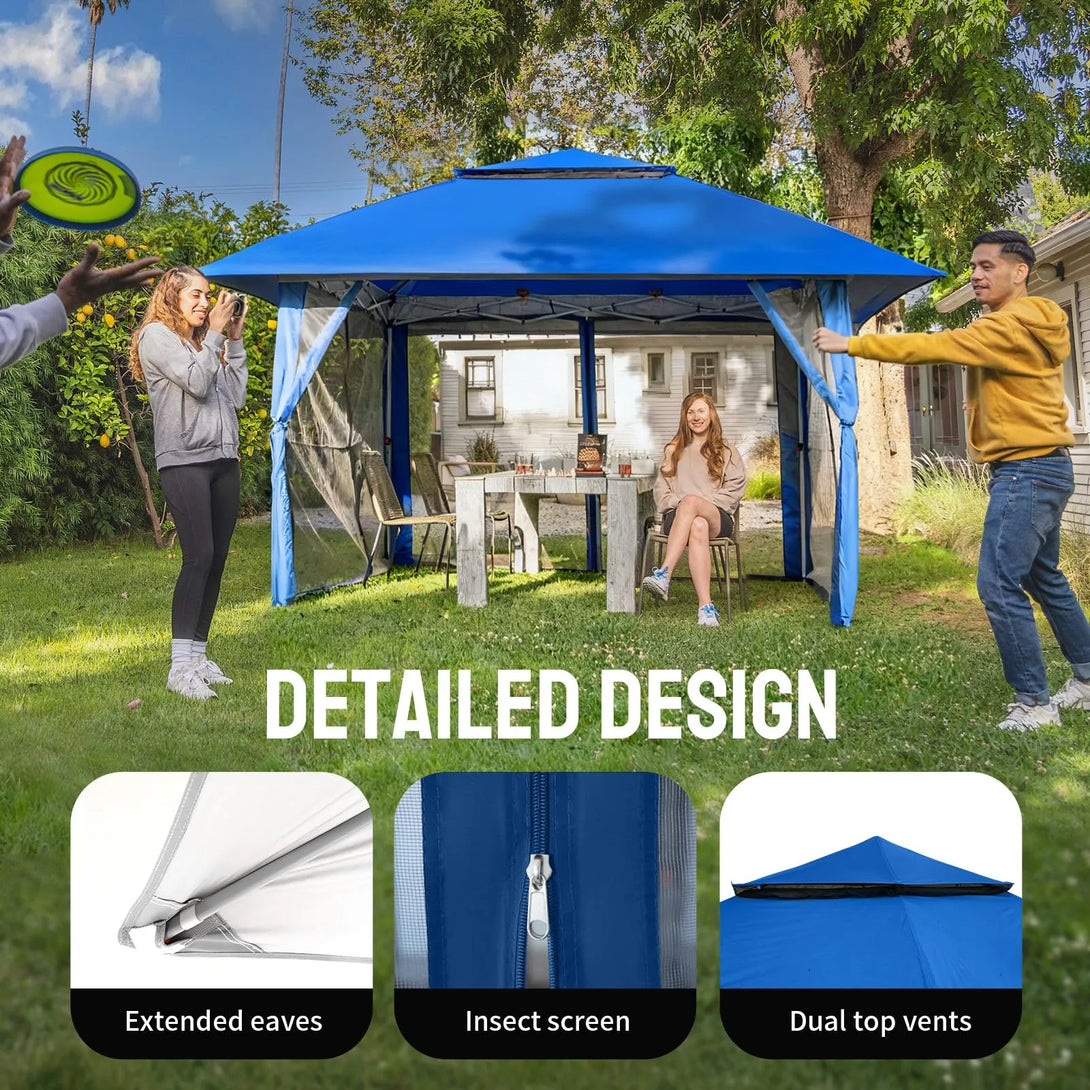 13x13 Pop Up Gazebo Canopy Tent - Outdoor Patio & Backyard Shelter