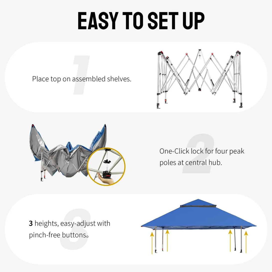 13x13 Pop Up Gazebo Canopy Tent - Outdoor Patio & Backyard Shelter