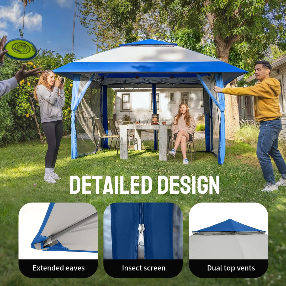 13x13 Pop Up Gazebo Canopy Tent - Outdoor Patio & Backyard Shelter