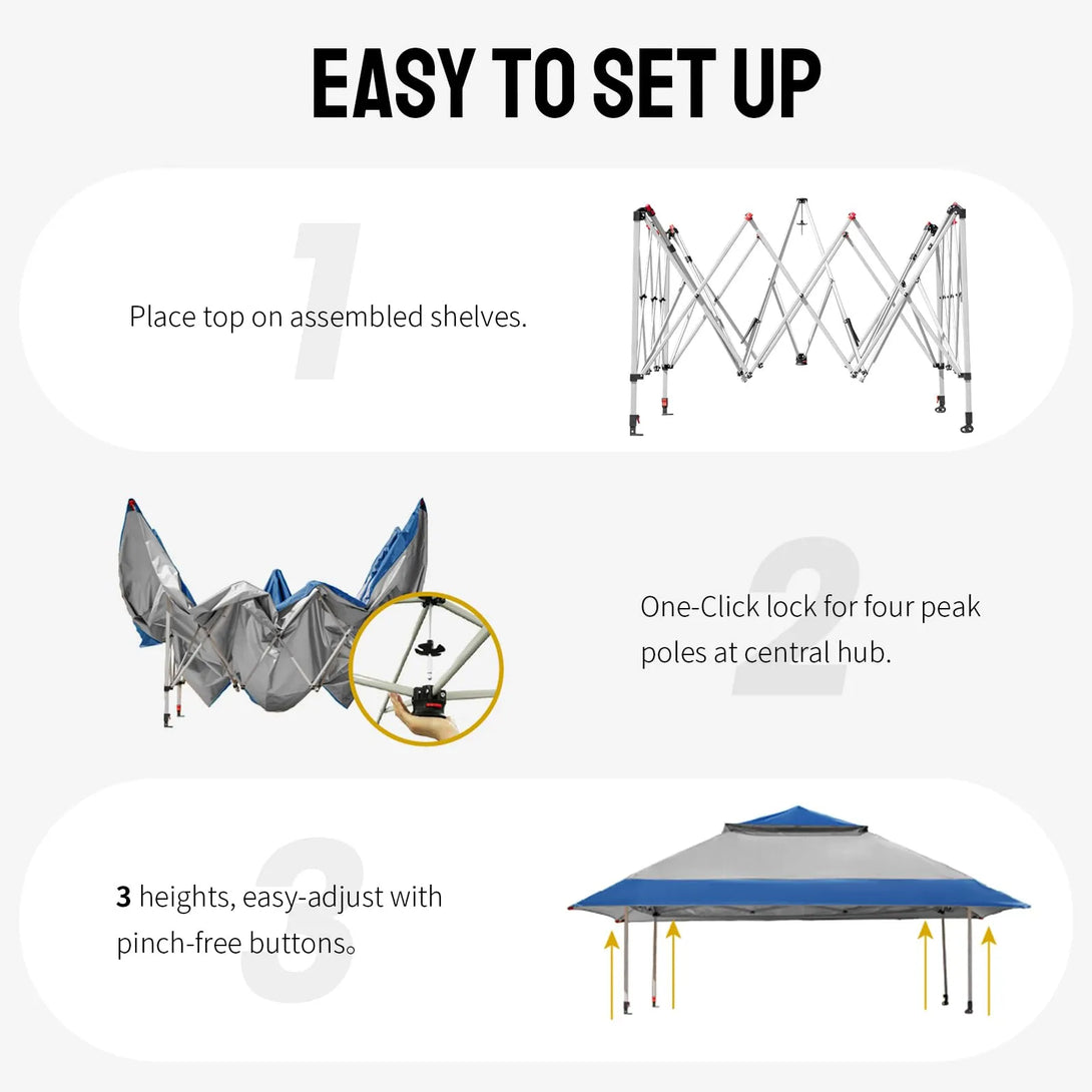 13x13 Pop Up Gazebo Canopy Tent - Outdoor Patio & Backyard Shelter