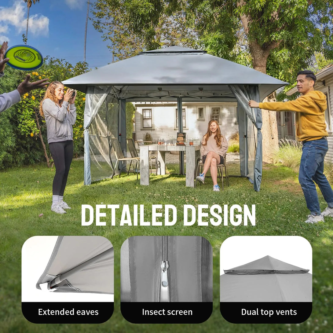 13x13 Pop Up Gazebo Canopy Tent - Outdoor Patio & Backyard Shelter