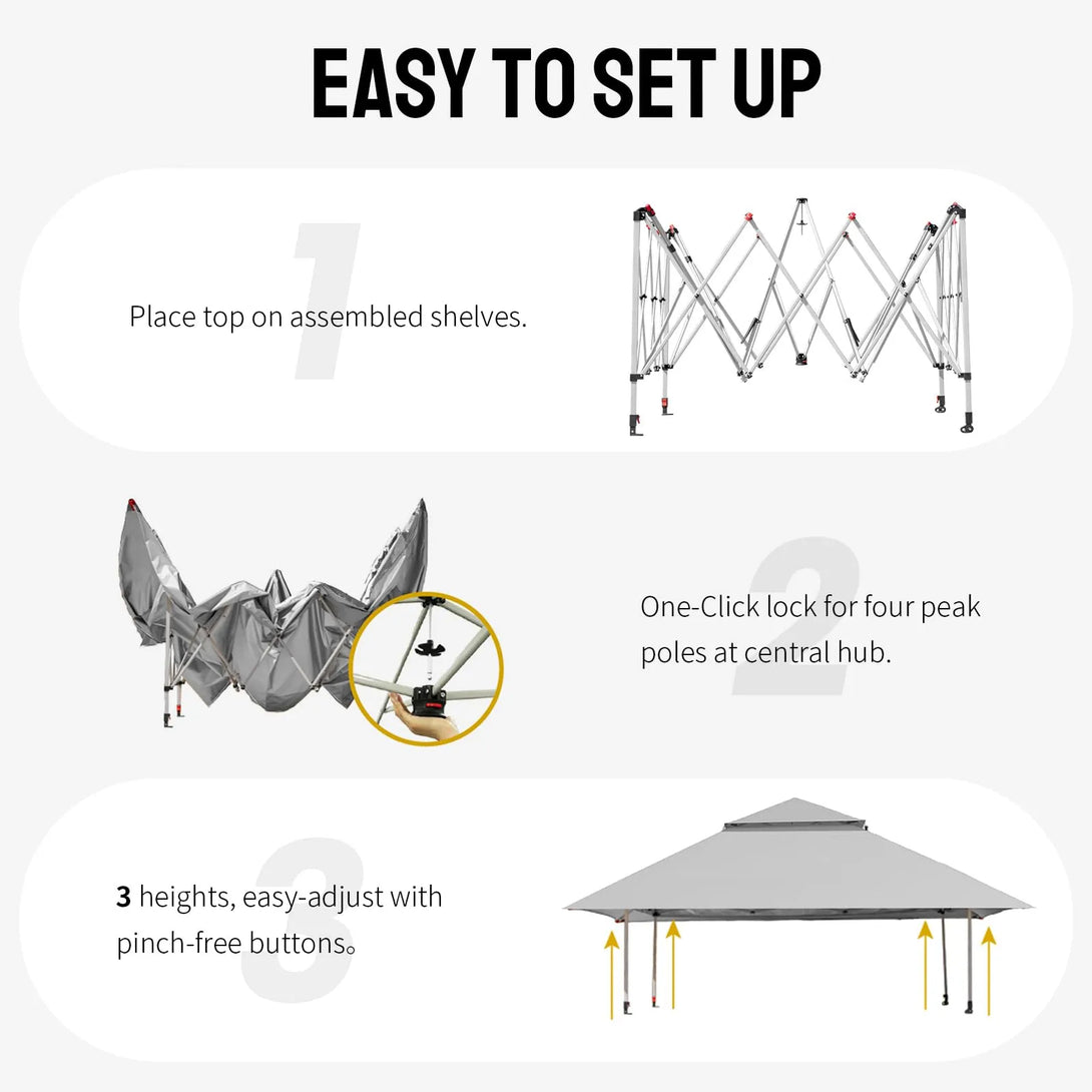 13x13 Pop Up Gazebo Canopy Tent - Outdoor Patio & Backyard Shelter