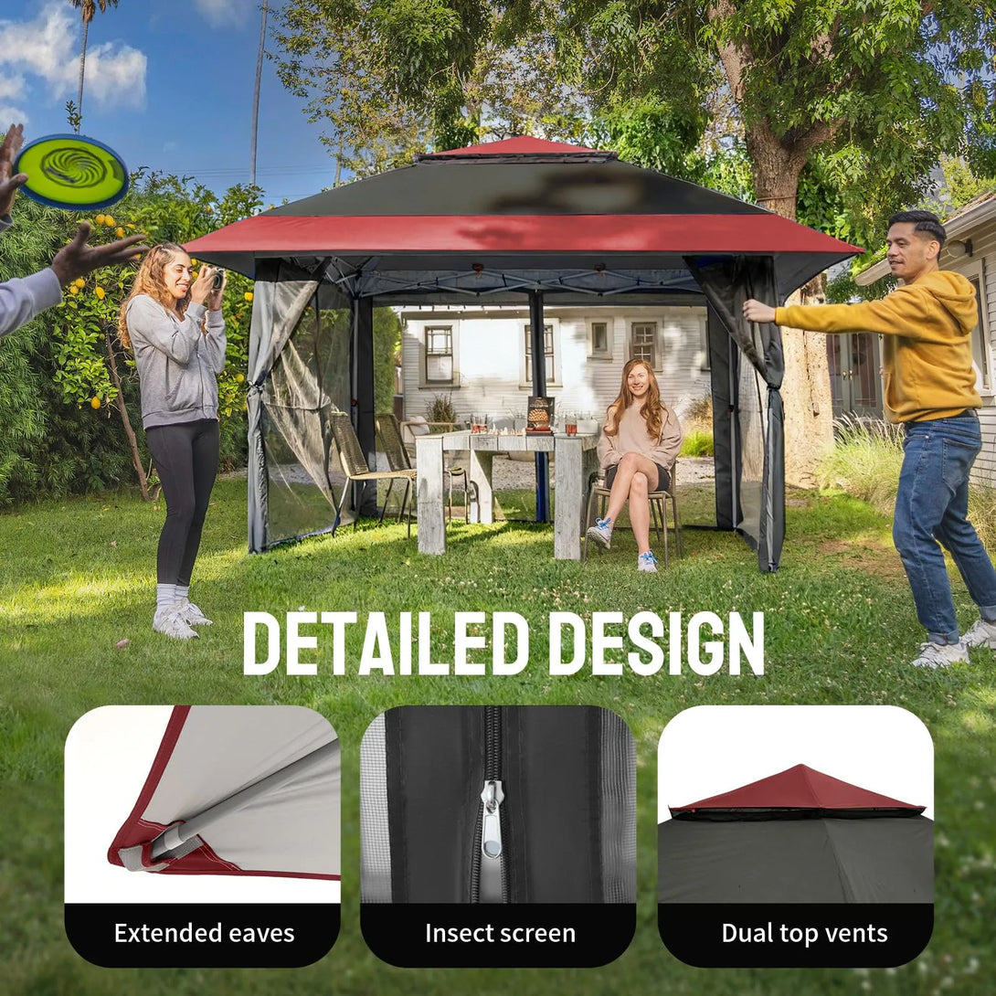 13x13 Pop Up Gazebo Canopy Tent - Outdoor Patio & Backyard Shelter