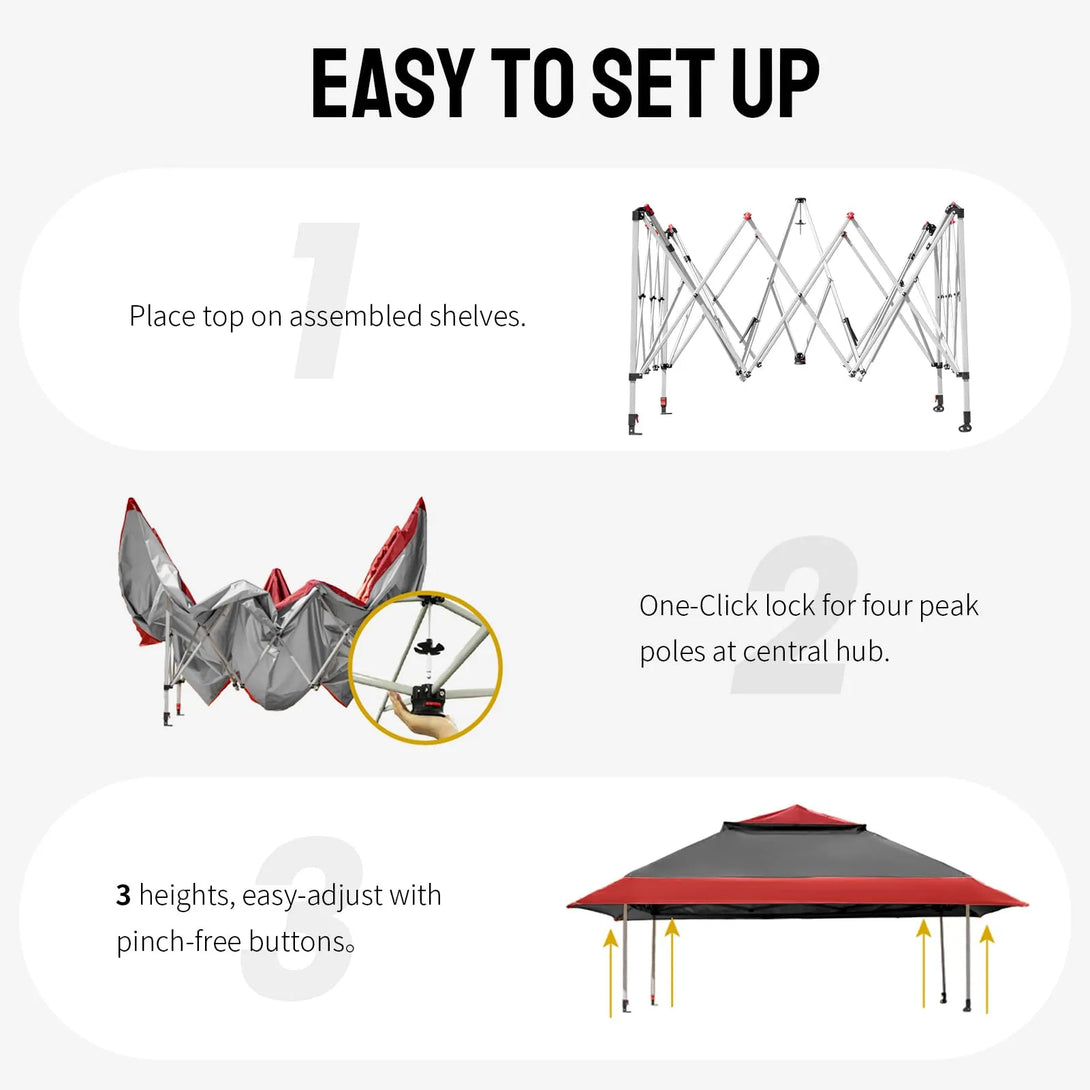 13x13 Pop Up Gazebo Canopy Tent - Outdoor Patio & Backyard Shelter