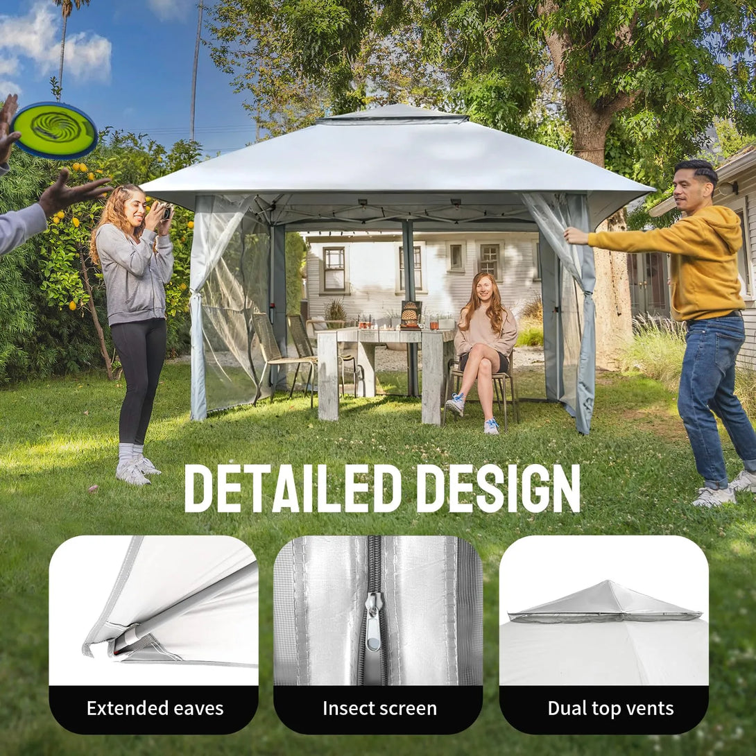 13x13 Pop Up Gazebo Canopy Tent - Outdoor Patio & Backyard Shelter