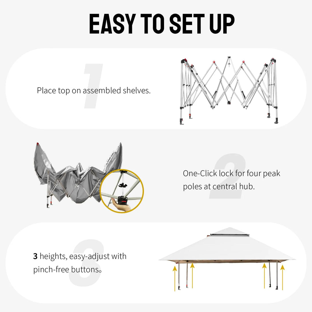 13x13 Pop Up Gazebo Canopy Tent - Outdoor Patio & Backyard Shelter