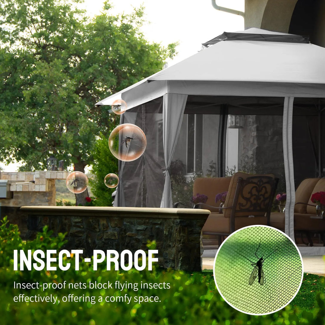 13x13 Pop Up Gazebo Canopy Tent - Outdoor Patio & Backyard Shelter