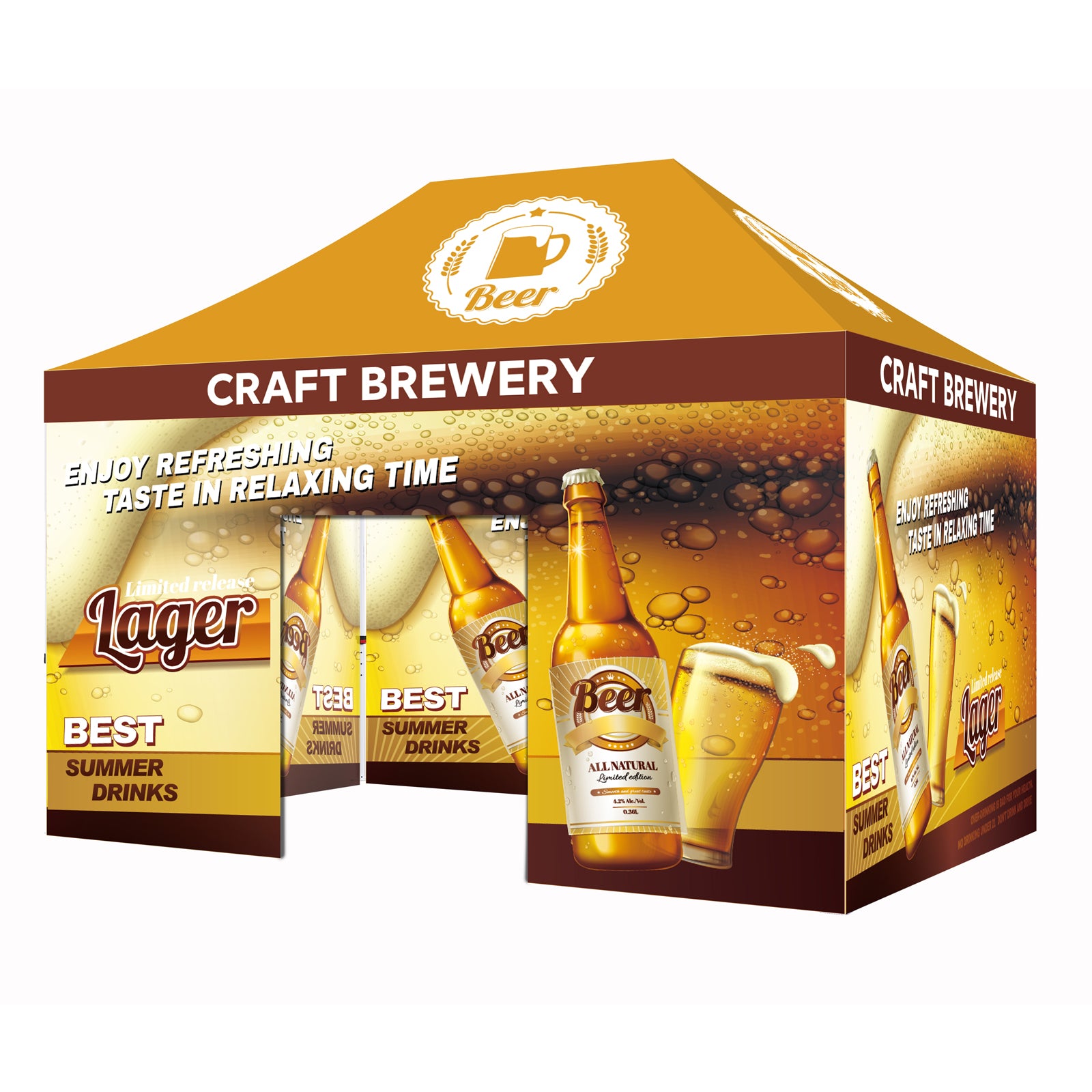 CROWN SHADES [M150SAL-CU] Carpa personalizada 15x10 – Juego completo con estructura y toldo