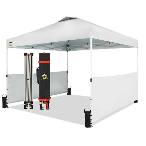 10x10 Pop up Canopy Tent Instant Commercial Canopy with 150D Silver Coated Fabric Including 2 Half Sidewalls