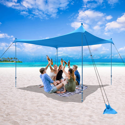 sun tent CROWN SHADES Pop Up Beach Tent Sun Shelter UPF50+ With Sand Shovel, G Turquoise / 10x10 With 4 Poles