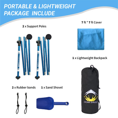 Refugio Solar de Playa 10x10 - Pala de Arena, Postes Telescópicos, Estacas para el Suelo - BT100, BT49