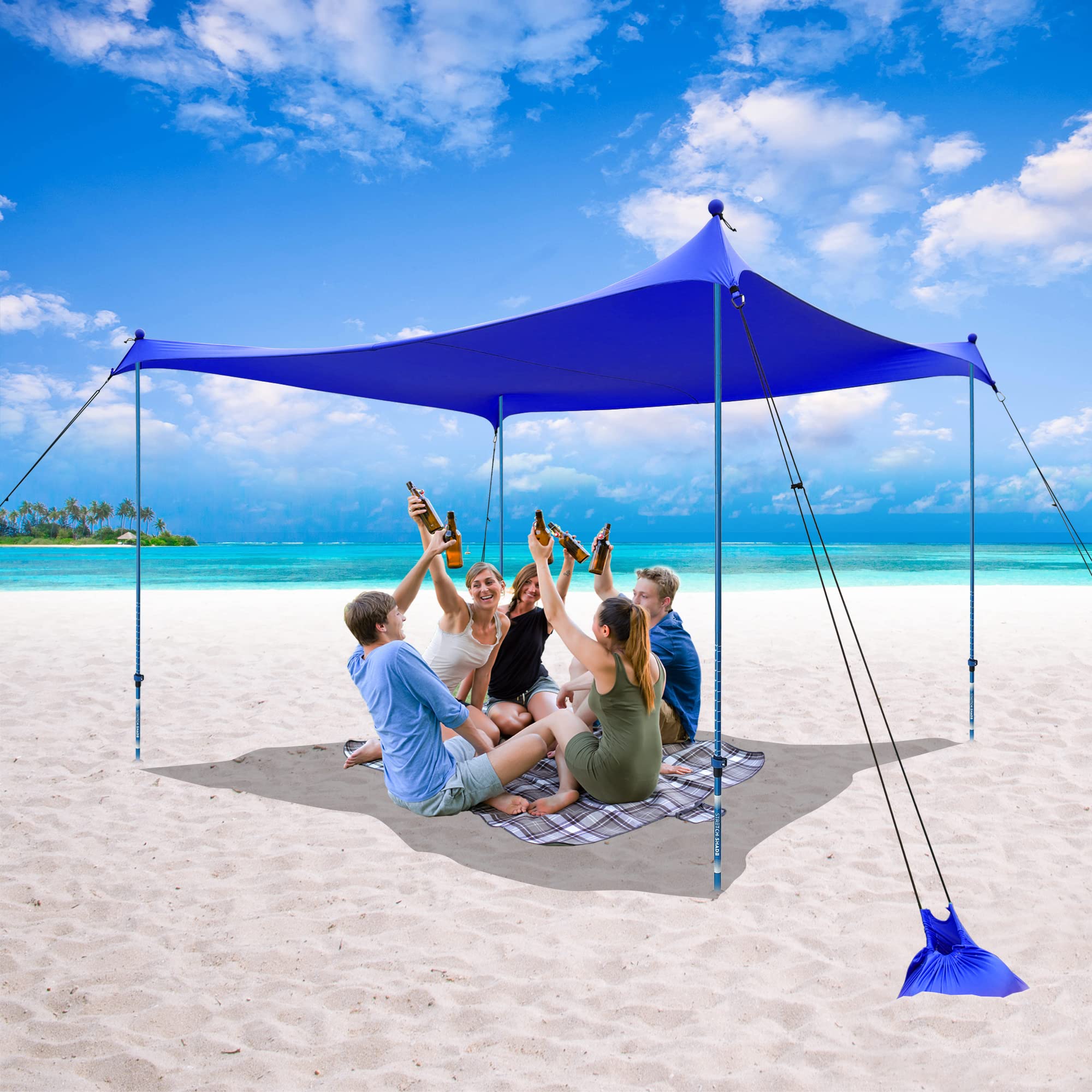 CROWN SHADES Pop Up Beach Tent Sun Shelter UPF50+ with Sand Shovel