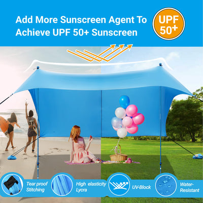 Refugio Solar de Playa 10x10 - Pala de Arena, Postes Telescópicos, Estacas para el Suelo - BT100, BT49