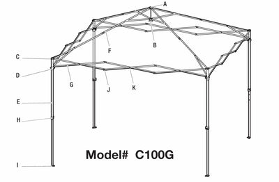 10' x 10' STRAIGHT INSTANT  ONE PUSH CANOPY-LOUISIANA C100G