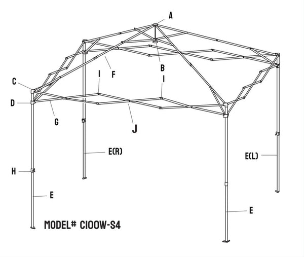 Replacement Part For CROWN SHADES Comercial Instant Canopy Pop Up Tent (C100W-S4)