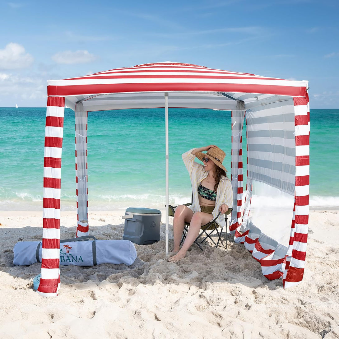 Amazon Cool Cabana Beach Tent CROWN SHADES Beach Cabana Easy Setup