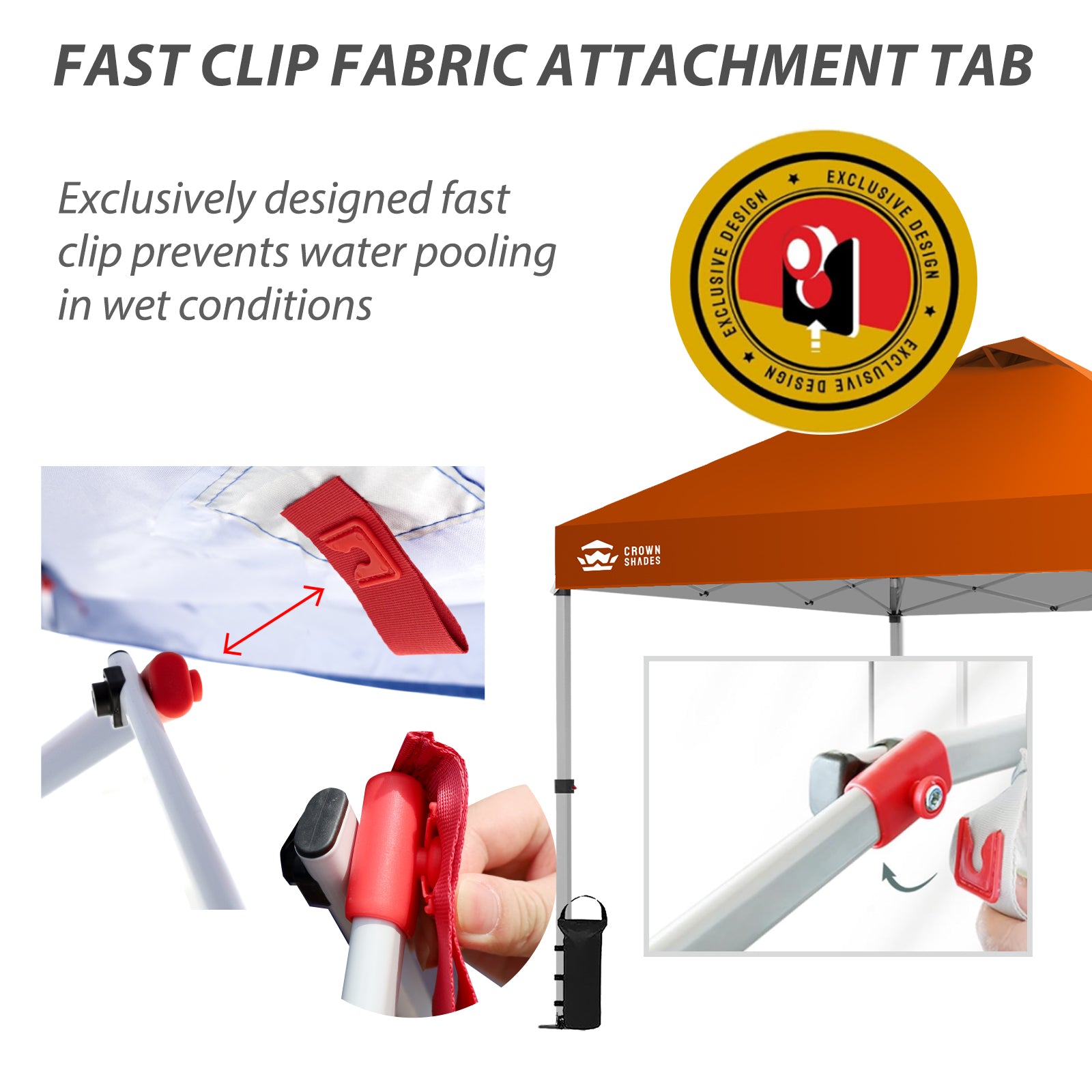 Crown Shades 10x10 Pop Up Canopy Tent, Outdoor Shelter with Wheeled Bag, Orange