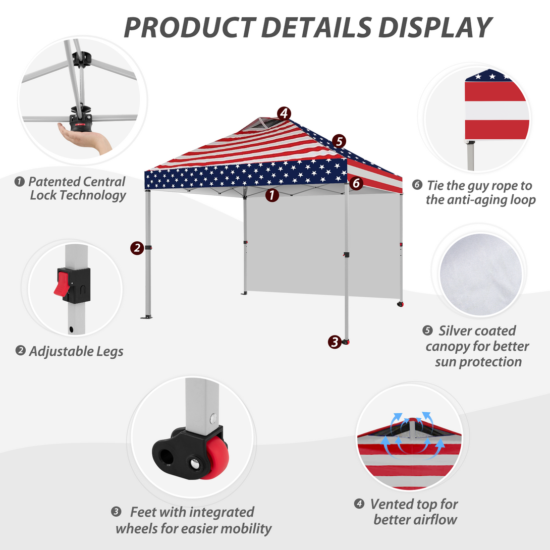 CenterLOK® 10x10 Tettoia Pop Up e 1 Parete Laterale