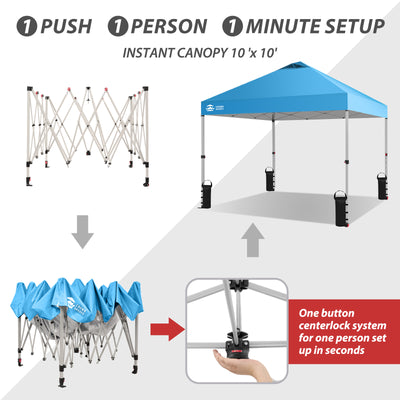 zelt aufrecht stehen 10x10 Pop-Up-Überdachungszelt, patentiertes One-Push-Pop-Up-Zelt mit Tragetasche auf Rädern – Crown Shades