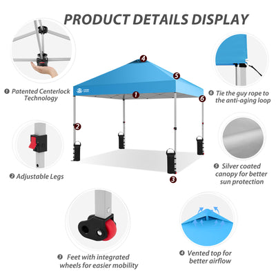 zelt auf rädern 10x10 Pop-Up-Überdachungszelt, patentiertes One-Push-Pop-Up-Zelt mit Tragetasche auf Rädern – Crown Shades