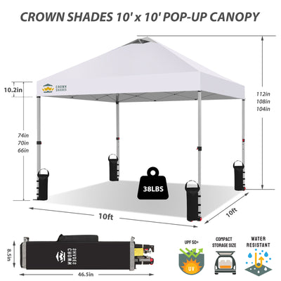 compact pop up tent Crown Shades 10x10ft Pop Up Canopy Tent, Single Button Setup, Grid Grey (Used)