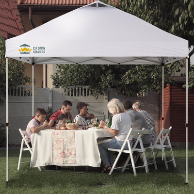 verkaufspavillon zelt 10x10 Pop-Up-Überdachungszelt, patentiertes One-Push-Pop-Up-Zelt mit Tragetasche auf Rädern – Crown Shades