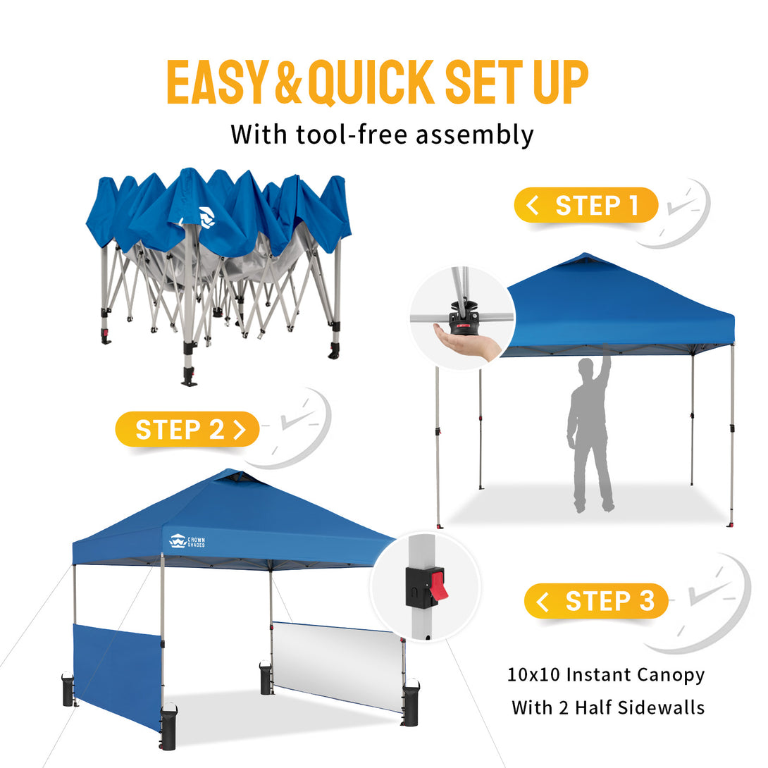 10x10 Pop Up Canopy & 2 Half Sidewalls