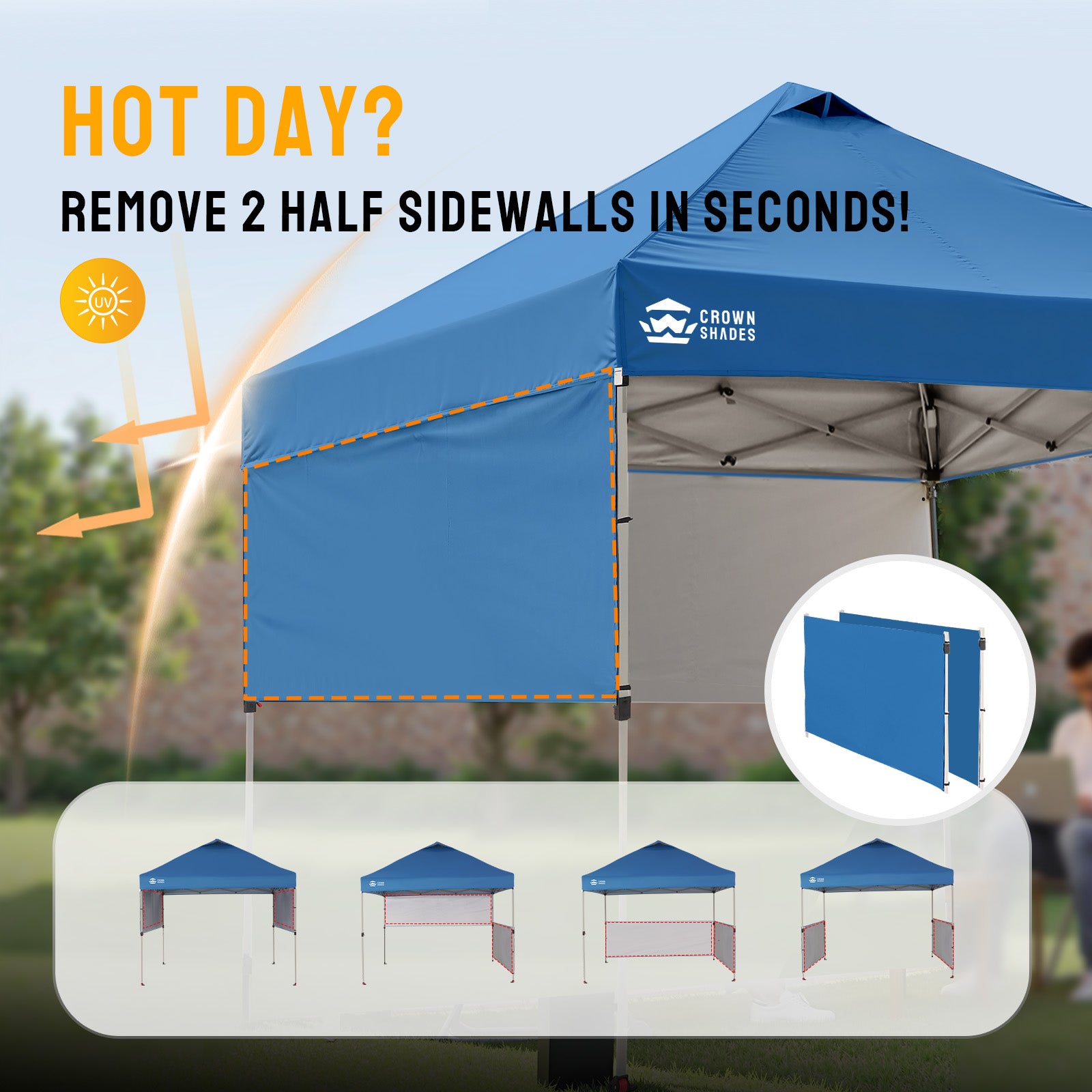 10x10 Pop Up Canopy Tent - UPF 50+ Sun Protection + FREE Sidewalls