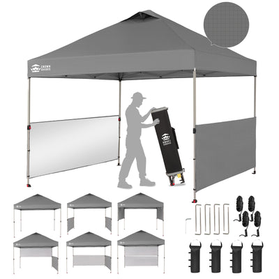 demi tente Tente Pop-Up 10x10 - Protection Solaire UPF 50+ + Parois Latérales GRA – Crown Shades