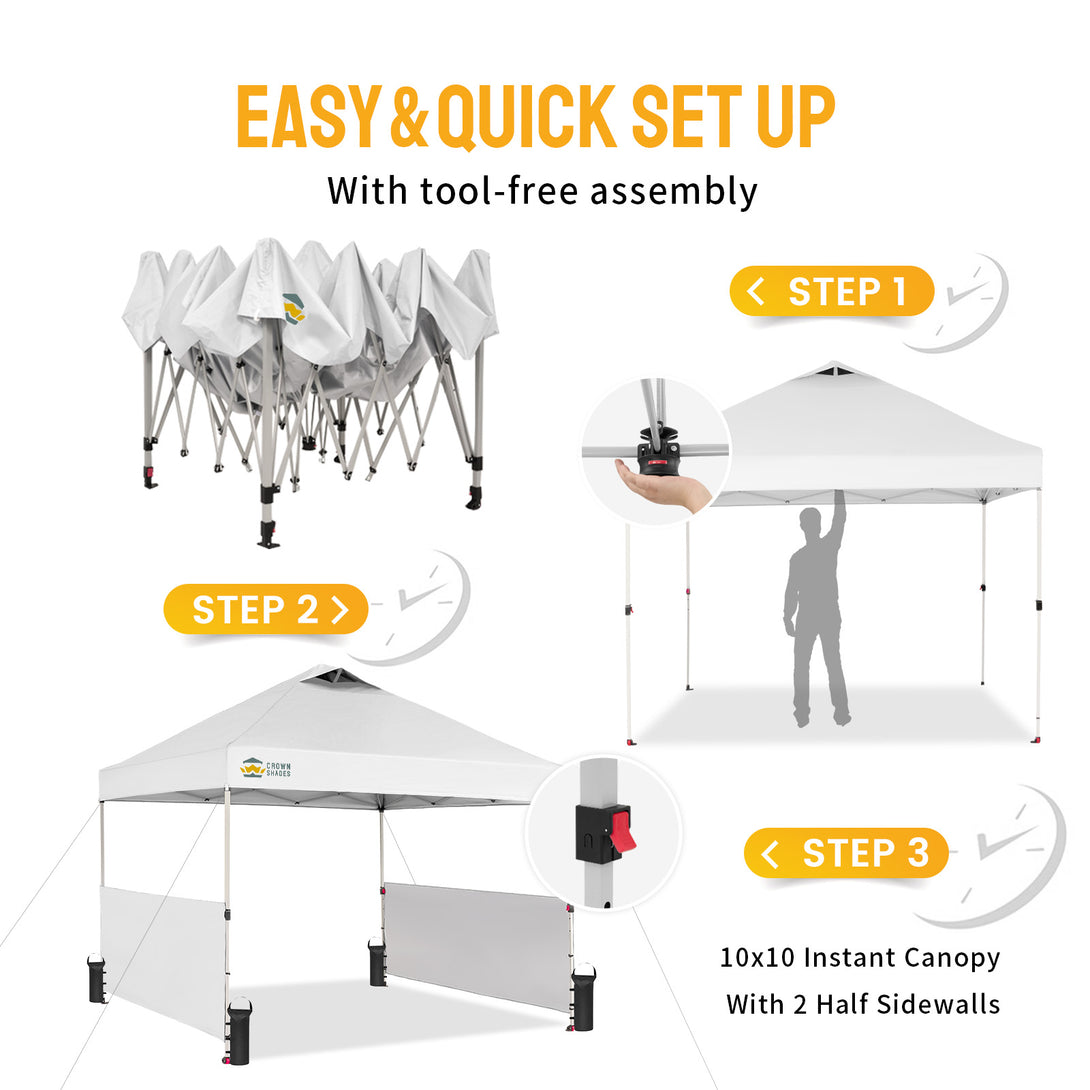 10x10 Pop Up Canopy & 2 Half Sidewalls