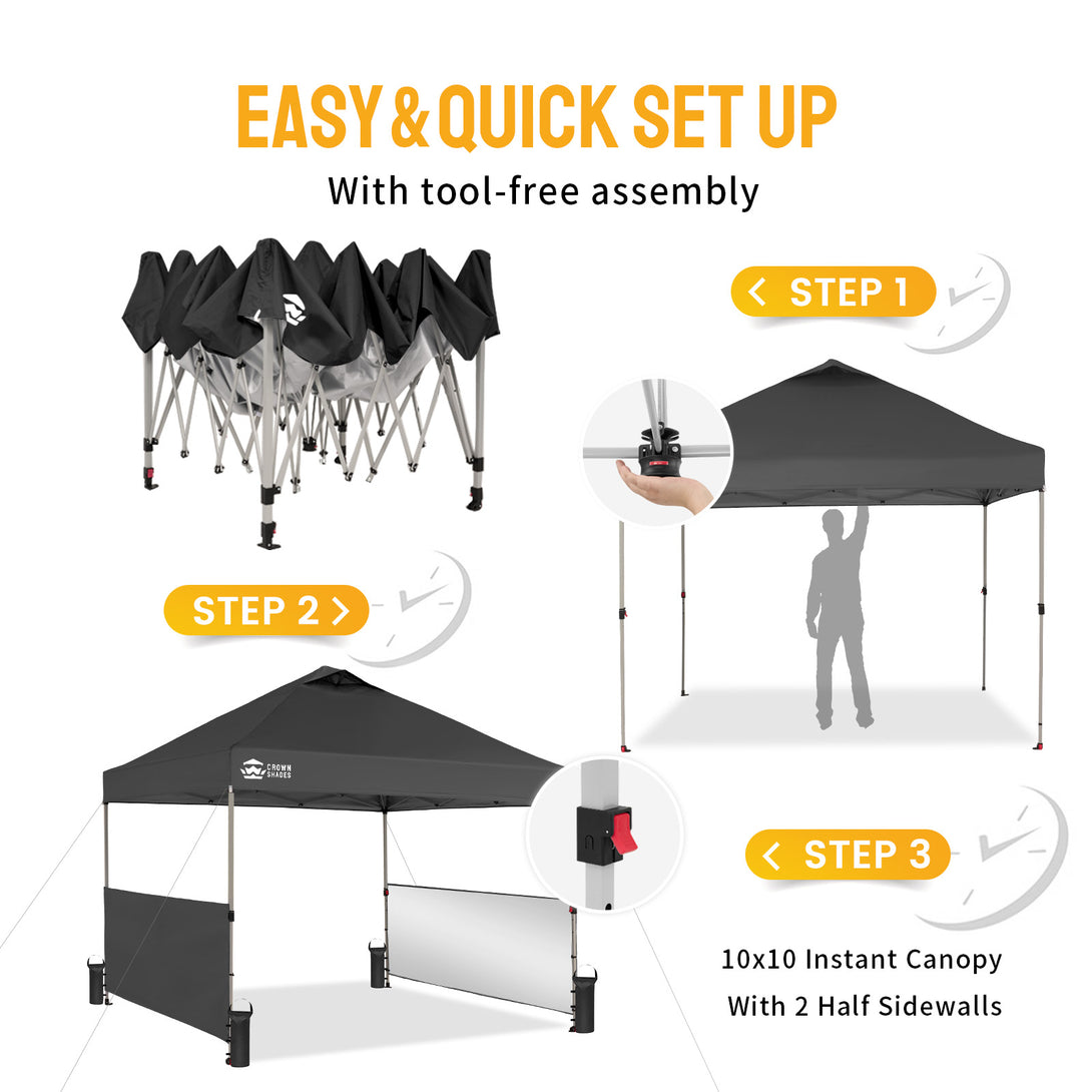 10x10 Pop Up Canopy & 2 Half Sidewalls