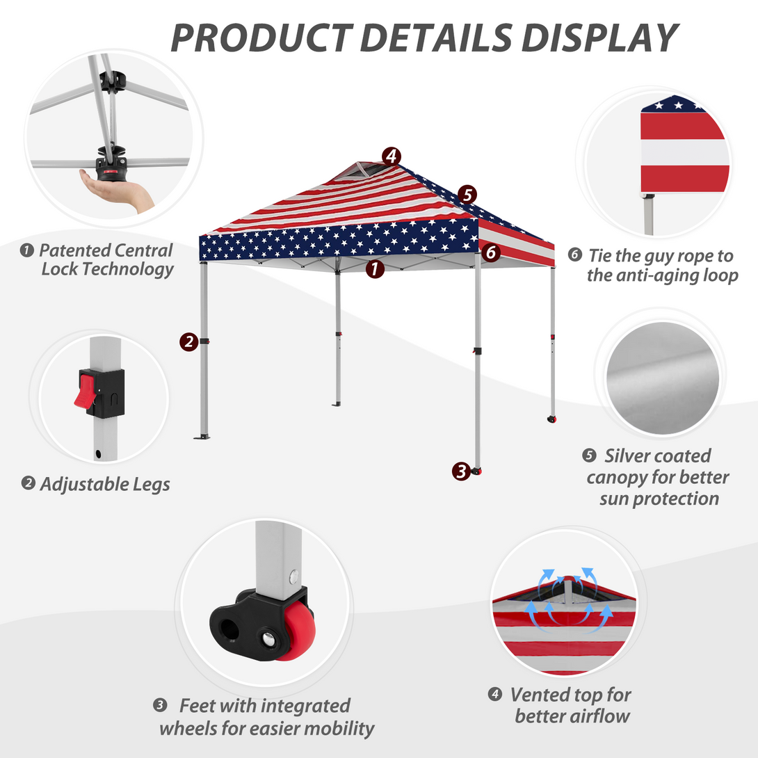 10x10 Pop Up Canopy - One Push Setup