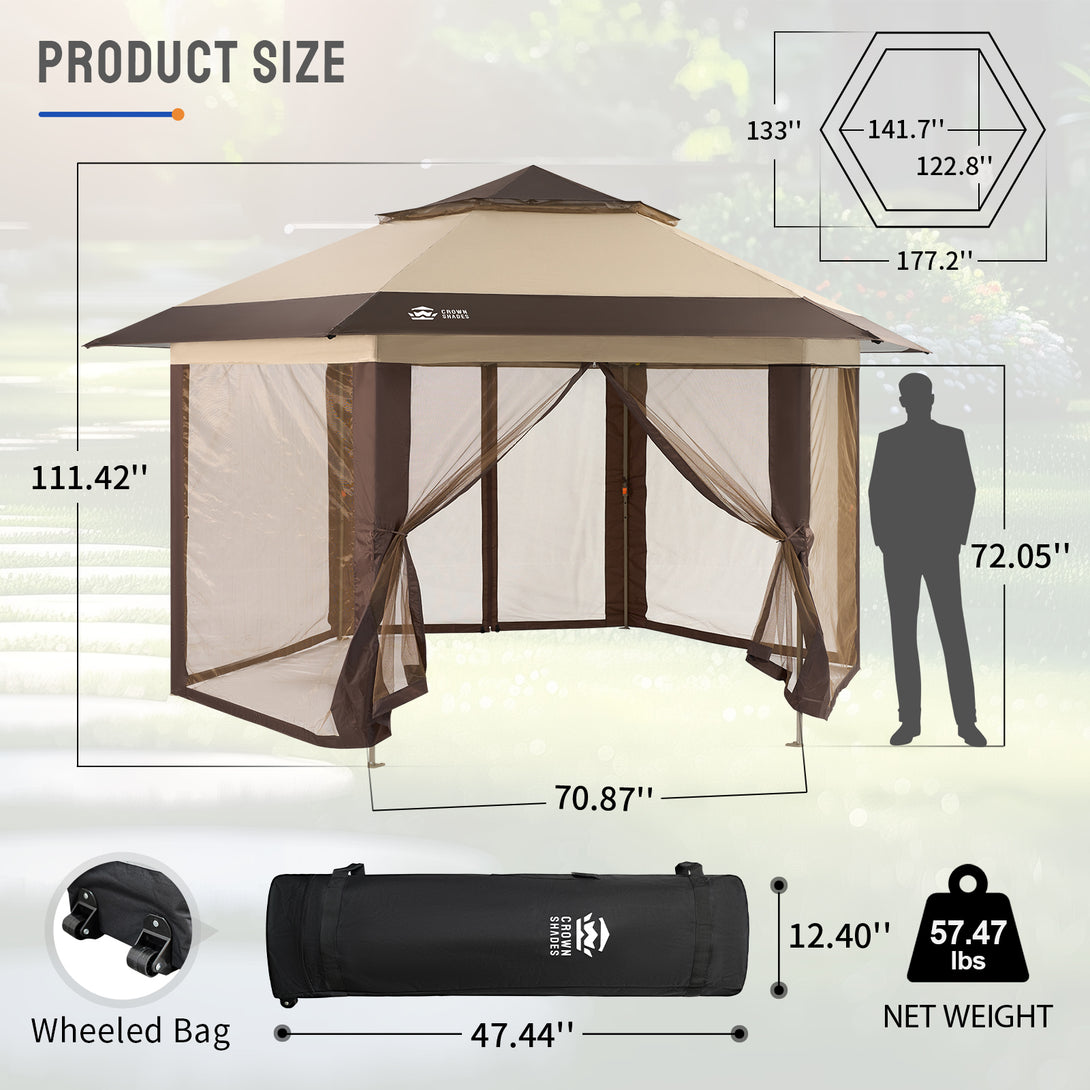 12x12 Pop Up Gazebo with Mosquito Nettings