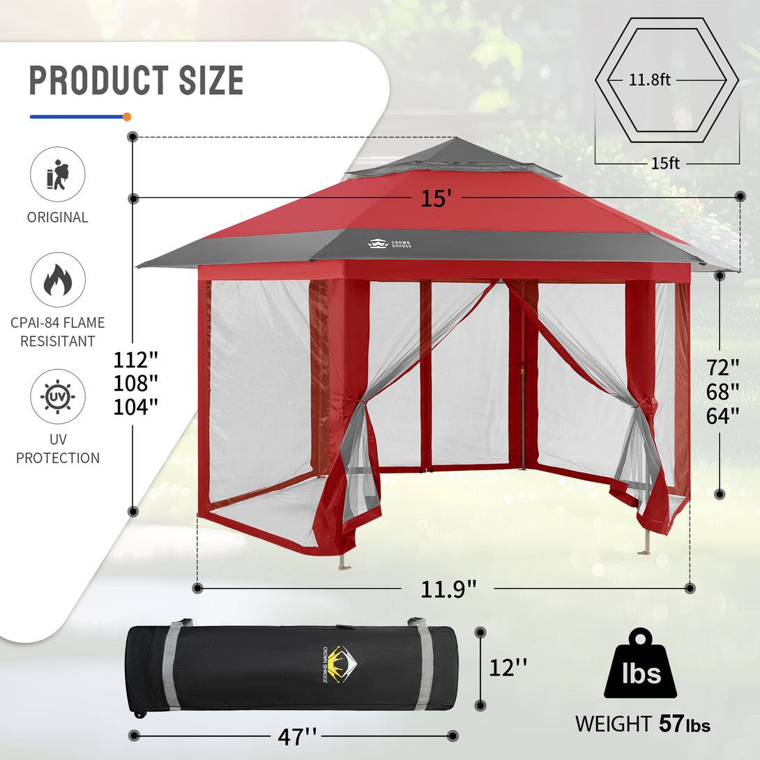 12x12 Pop Up Gazebo with Mosquito Nettings