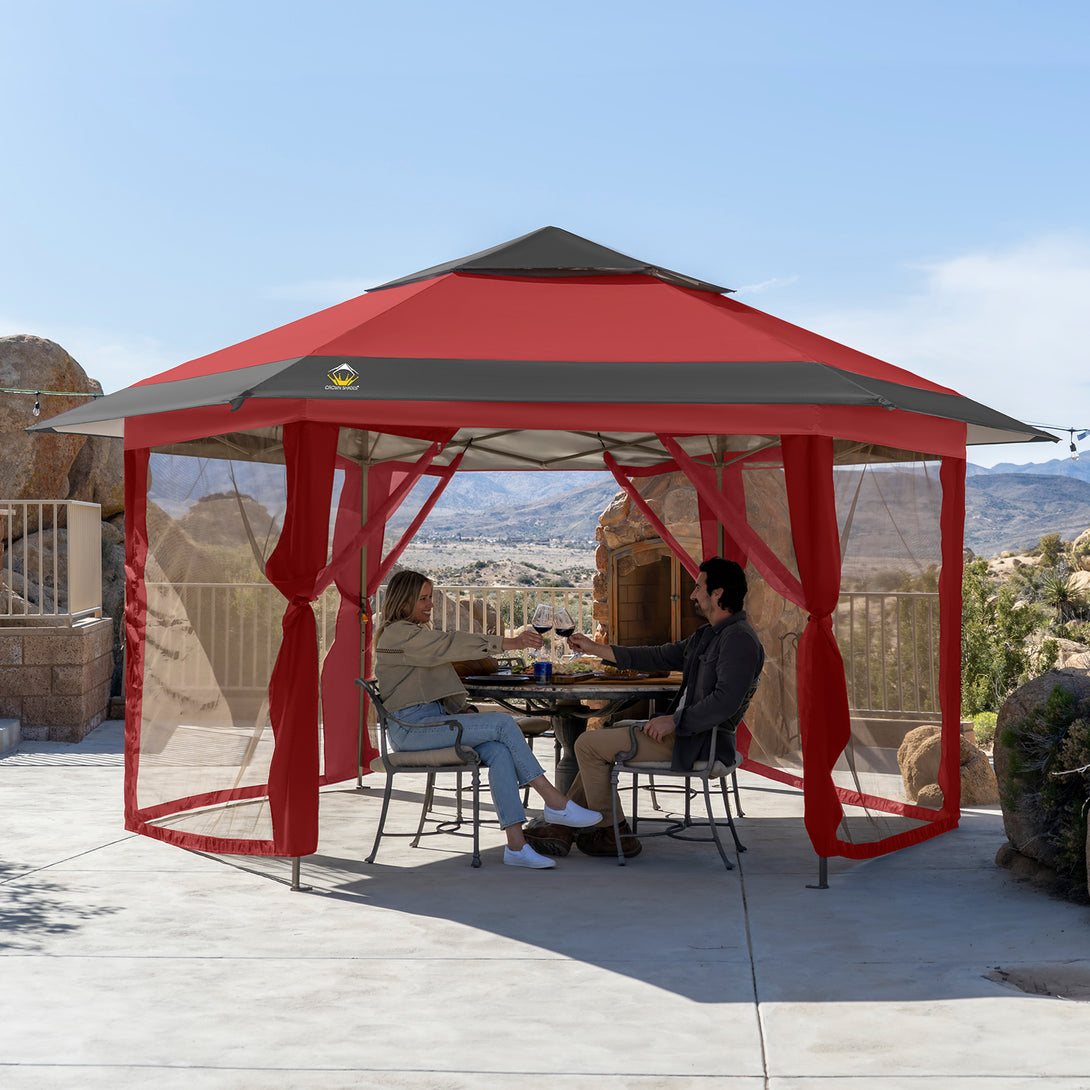 13x13 Pop Up Gazebo - 6-Sided Canopy Tent with Mosquito Netting