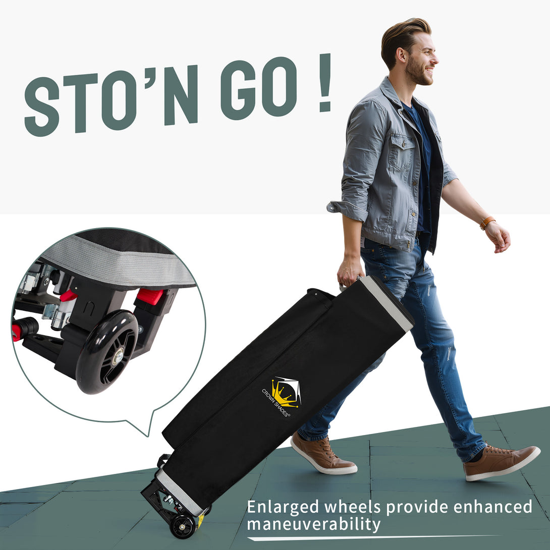 8x8 oder 10x10 kommerzielles Centerlok-Vordach – 4-Zoll-Rad Sto 'N Go, silberbeschichtet, 400D – M64, MP100 