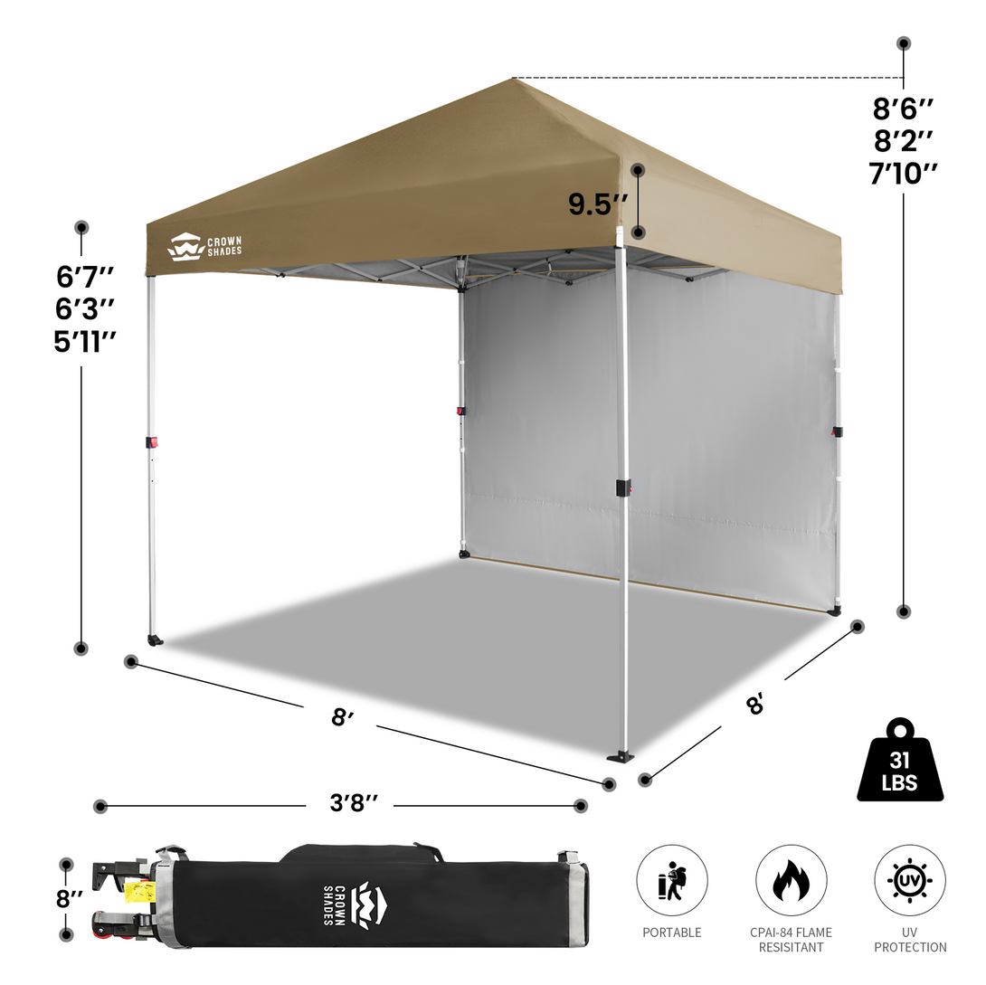 Tente pliante 8x8 avec 1 paroi latérale - Montage One Push CenterLOK™