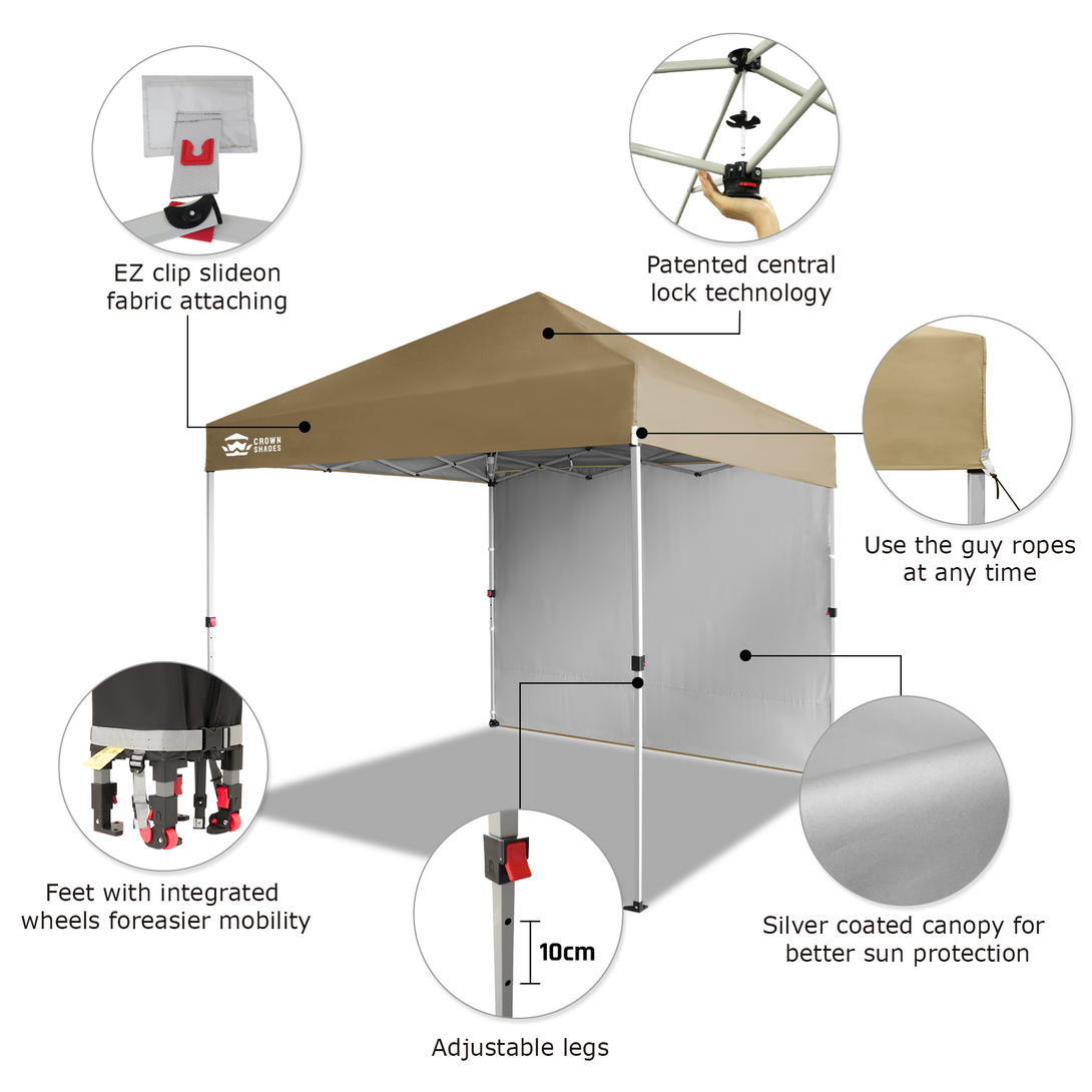 Tente pliante 8x8 avec 1 paroi latérale - Montage One Push CenterLOK™