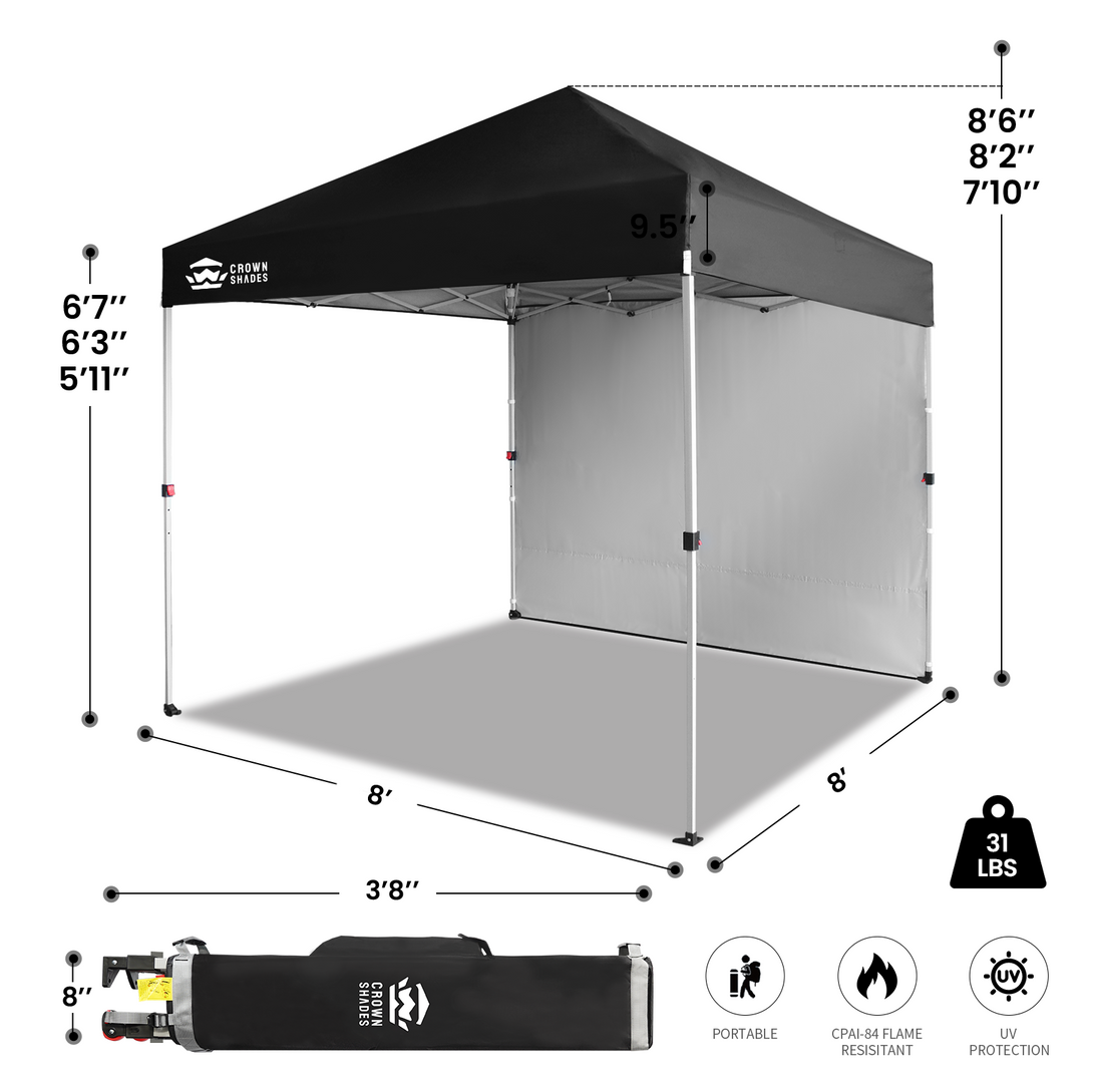 Tente pliante 8x8 avec 1 paroi latérale - Montage One Push CenterLOK™