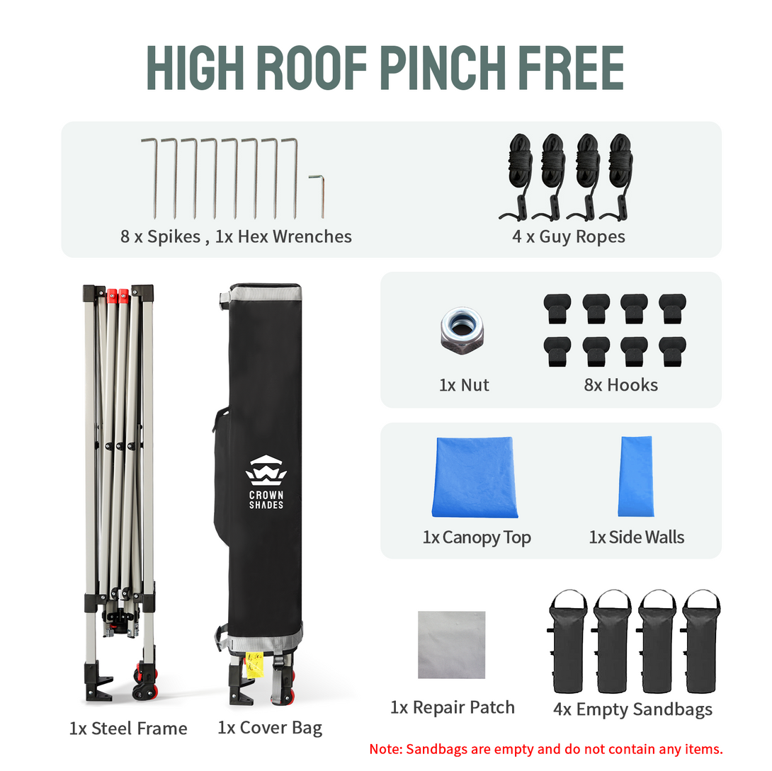 Tente pliante 8x8 avec 1 paroi latérale - Montage One Push CenterLOK™