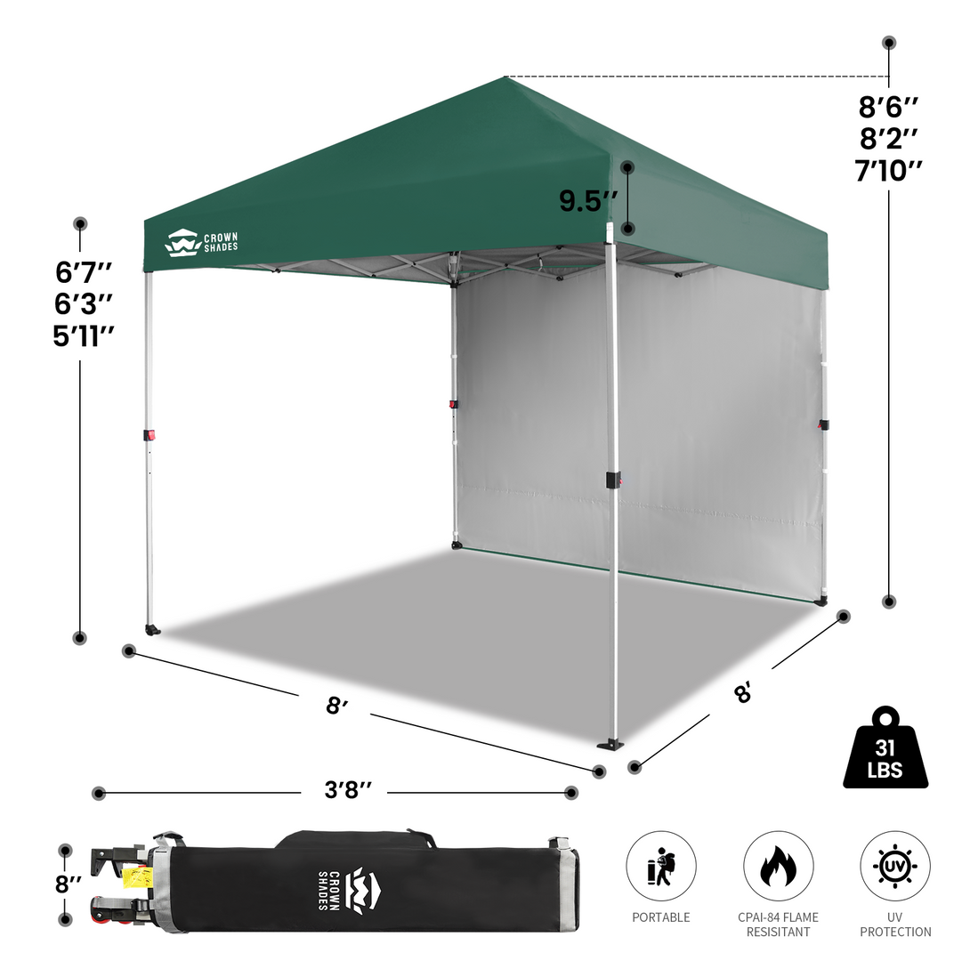 Tente pliante 8x8 avec 1 paroi latérale - Montage One Push CenterLOK™