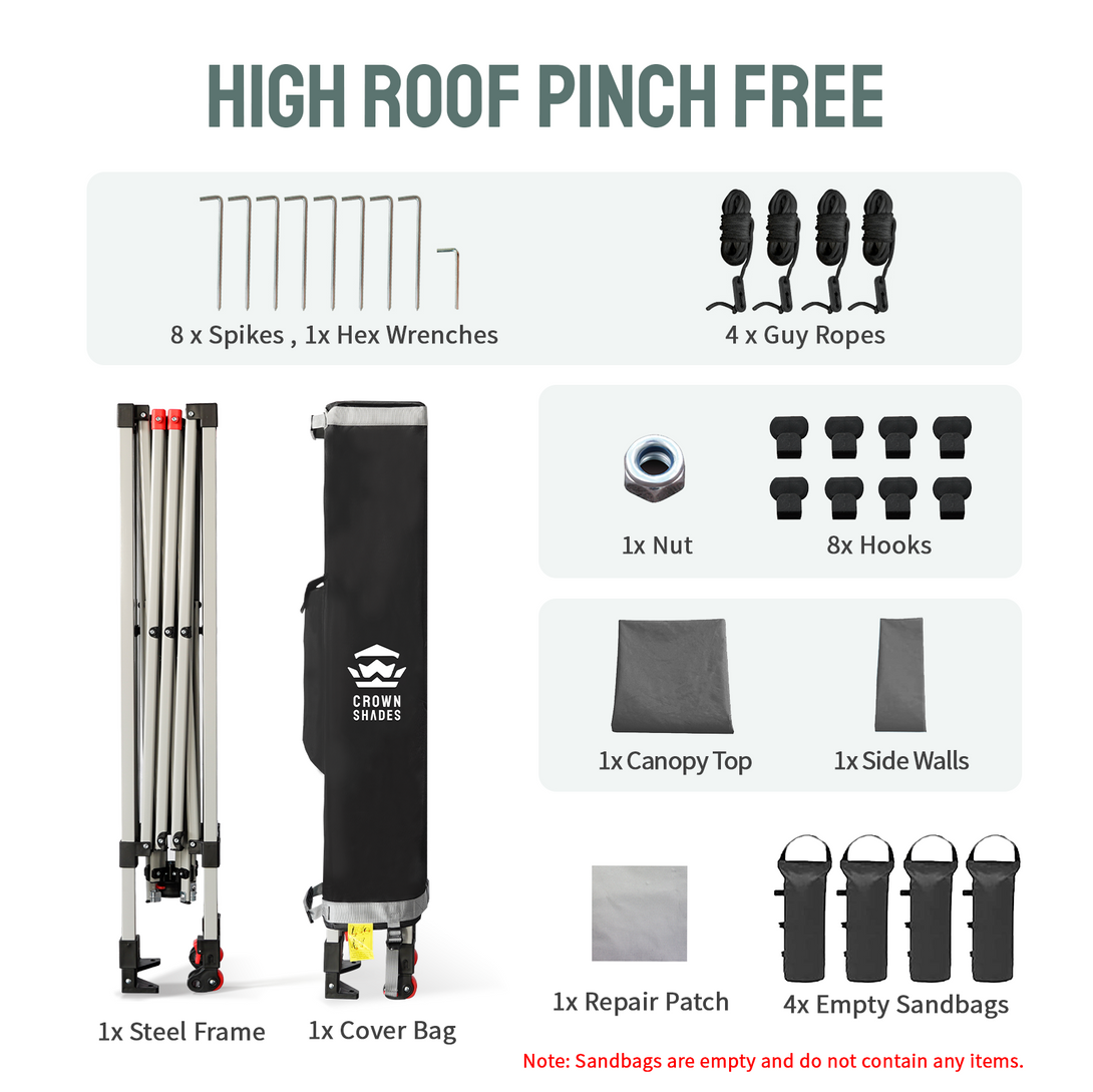 Tente pliante 8x8 avec 1 paroi latérale - Montage One Push CenterLOK™