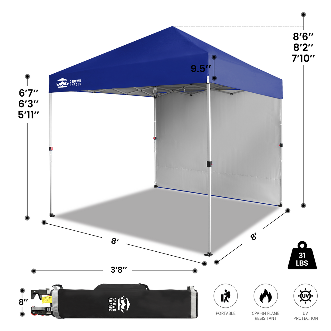 Tente pliante 8x8 avec 1 paroi latérale - Montage One Push CenterLOK™